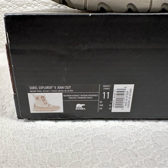 Sorel Explorer Joan Cozy Cream and Tan High-Top Boots with Lace-Up Closure - Picture 5 of 5